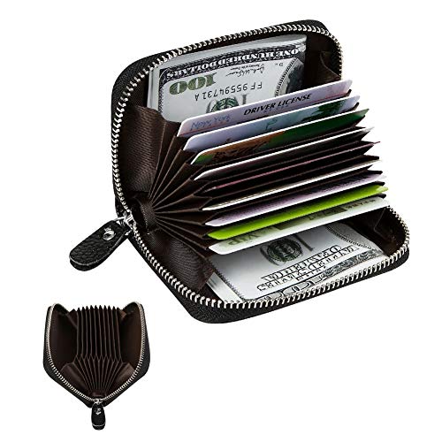 Cynure Women's RFID Blocking 12 Slots Credit Card Holder Leather Accordion Wallet,green - Image 2
