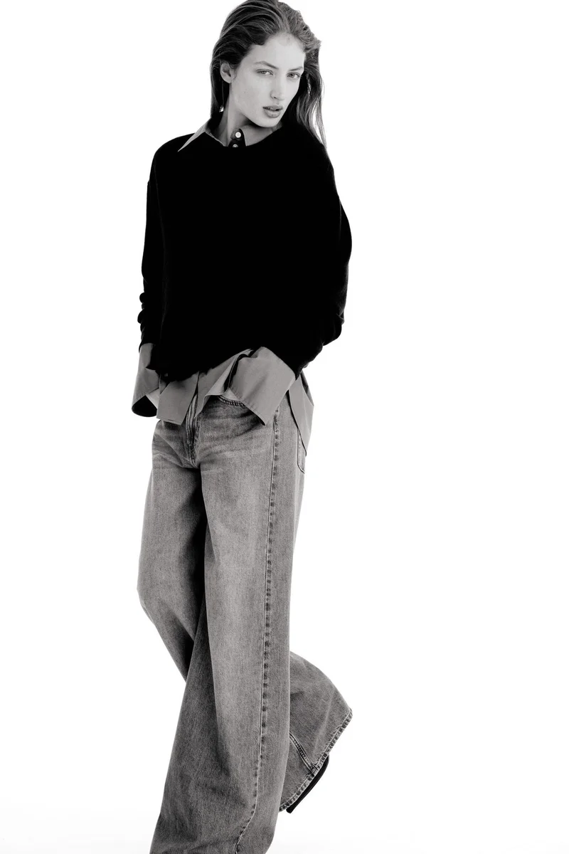 اتش اند ام جينز واسع بقصّة خصر عالية