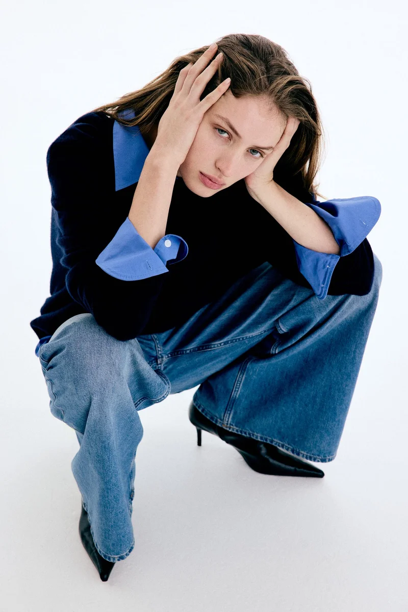 اتش اند ام جينز واسع بقصّة خصر عالية