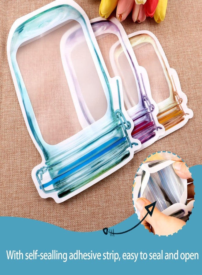 KESTAR 30 Pcs Mason Jar Zipper Bags, Spice Storage Bags, Reusable Food Saver Storage Fresh Bags Snacks Zipper Sealed Bag with 32 PCS Labels for Travel Camping Picnic (Style01 30 PCS) - Image 4