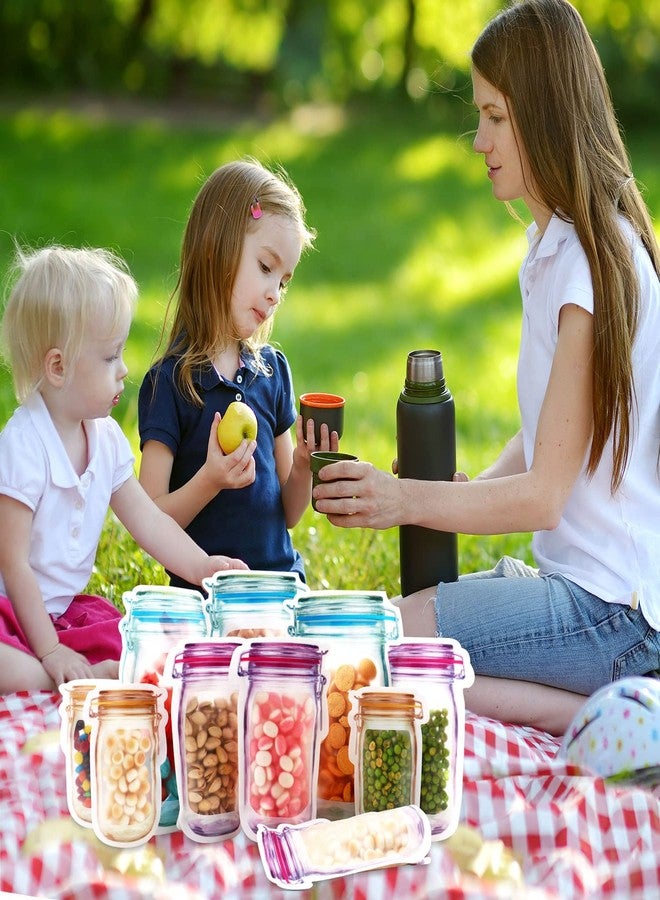 KESTAR 30 Pcs Mason Jar Zipper Bags, Spice Storage Bags, Reusable Food Saver Storage Fresh Bags Snacks Zipper Sealed Bag with 32 PCS Labels for Travel Camping Picnic (Style01 30 PCS) - Image 2