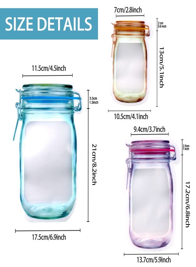 KESTAR 30 Pcs Mason Jar Zipper Bags, Spice Storage Bags, Reusable Food Saver Storage Fresh Bags Snacks Zipper Sealed Bag with 32 PCS Labels for Travel Camping Picnic (Style01 30 PCS) - Image 3