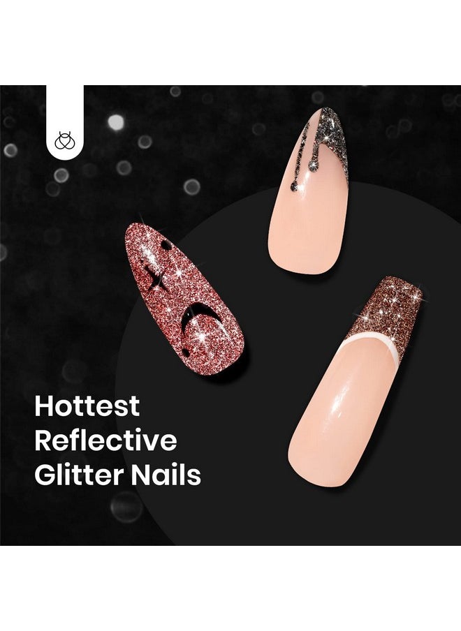 beetles Gel Polish beetles Gel Polish Reflective Glitter Winter Gel Nail Polish Set, 6 Colors Holographic Sparkle Glitter Gel,Flash Diamond Sliver Gold Black Red UV LED Soak Off Manicure Kit Gift for Women Girls  - Image 5