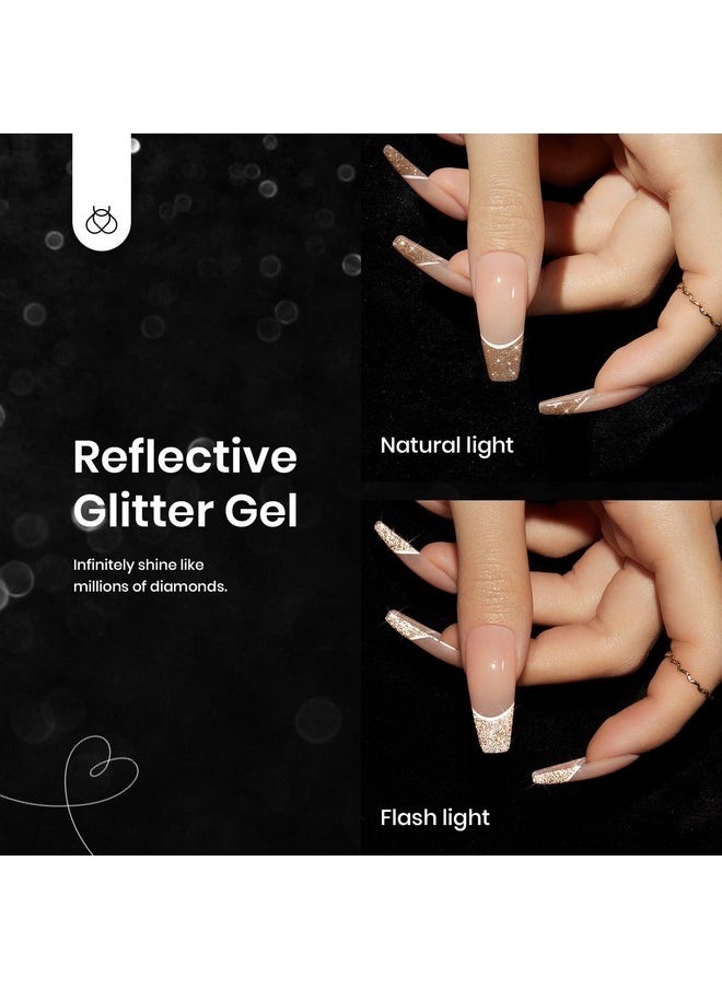 beetles Gel Polish beetles Gel Polish Reflective Glitter Winter Gel Nail Polish Set, 6 Colors Holographic Sparkle Glitter Gel,Flash Diamond Sliver Gold Black Red UV LED Soak Off Manicure Kit Gift for Women Girls  - Image 3