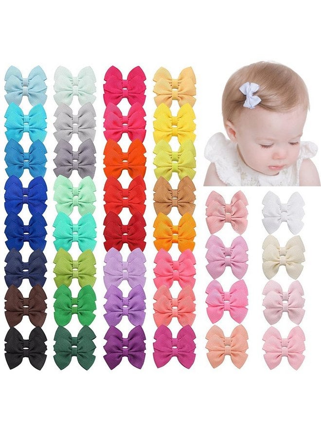 CellElection 80Pcs Hair bow Clips 2Inch Mini Hair Clips for Baby Fine Hair Grosgrain Ribbon Bows Metal Alligator Clips Non-slip Baby Hair Clips for Baby Girls Infants Toddlers 40 Colors in Pairs - Image 1
