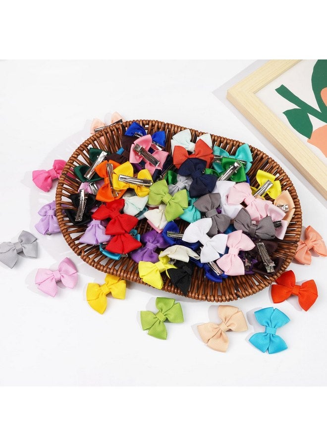 CellElection 80Pcs Hair bow Clips 2Inch Mini Hair Clips for Baby Fine Hair Grosgrain Ribbon Bows Metal Alligator Clips Non-slip Baby Hair Clips for Baby Girls Infants Toddlers 40 Colors in Pairs - Image 4