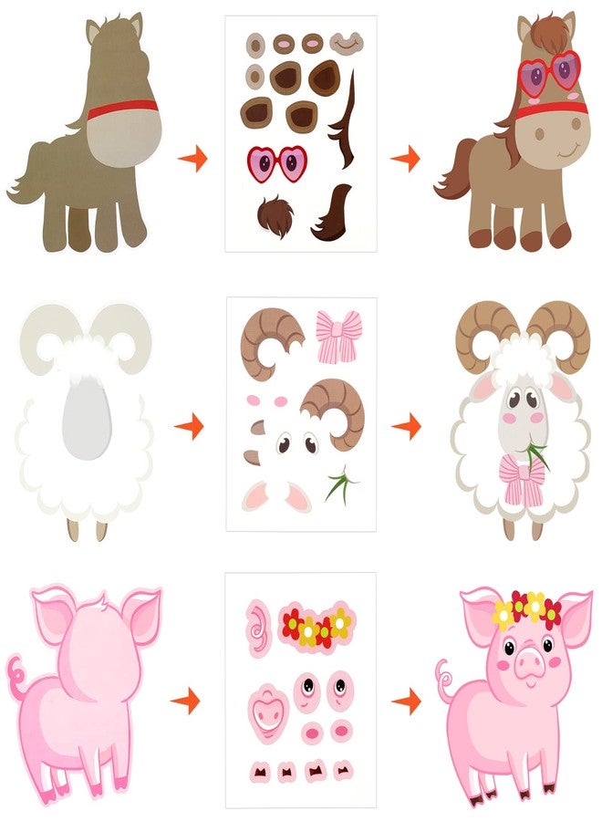 Sureio 24 Set Farm Animal Craft Kits - DIY Simple Crafts for Party Favors, Rewards, Activities, Christmas Stocking Stuffers - 6 Styles: Pig, Cow, Chicken, Duck, Sheep, Horse - Image 3