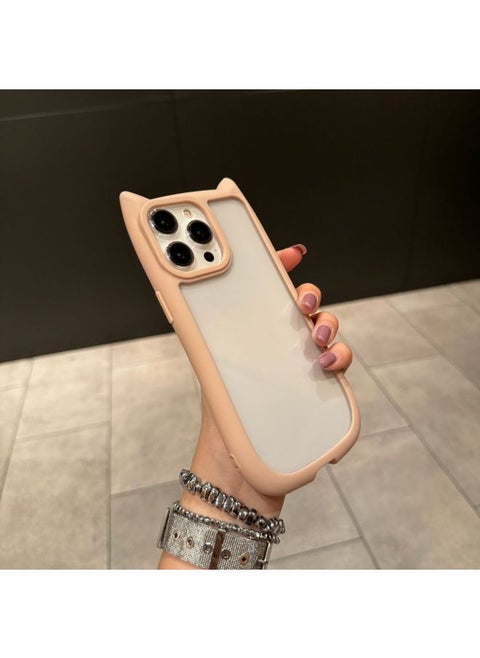 Cat Ear Mobile Phone Case 7 Drops Of Glue 16 For Apple 15PROMAX Simple 14/13 Full 12 Drop 11-Color:Pink-Applicable Model:14plus