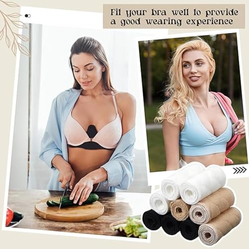 Boyiee 9 Pcs Cotton Bra Liners 3 Layer Reusable Washable Under Breast Sweat Absorber Pads for Woman(White, Nude, Black) - Image 4