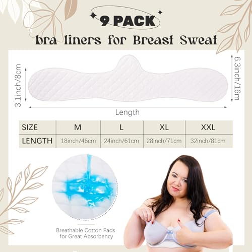 Boyiee 9 Pcs Cotton Bra Liners 3 Layer Reusable Washable Under Breast Sweat Absorber Pads for Woman(White, Nude, Black) - Image 2