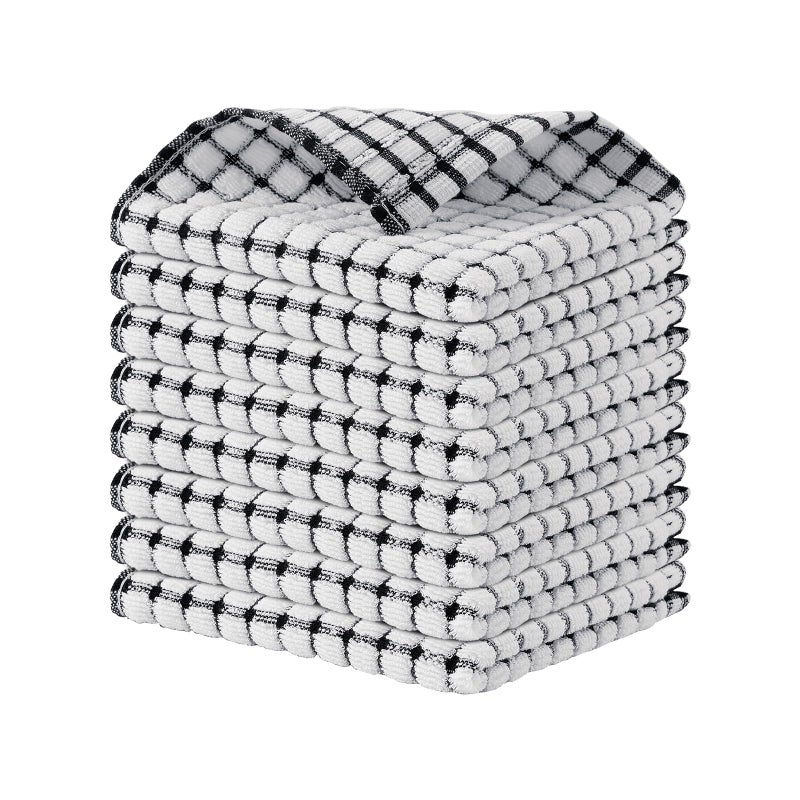 Kitinjoy Cotton 8 Pack Terry Kitchen Dish Cloths  12 X 12 Inches Super Soft And Absorbent Dish Rags  Quick Drying Dish Towels For Washing Dishes  Black - Image 1