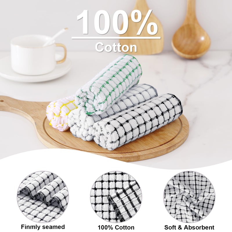 Kitinjoy Cotton 8 Pack Terry Kitchen Dish Cloths  12 X 12 Inches Super Soft And Absorbent Dish Rags  Quick Drying Dish Towels For Washing Dishes  Black - Image 2