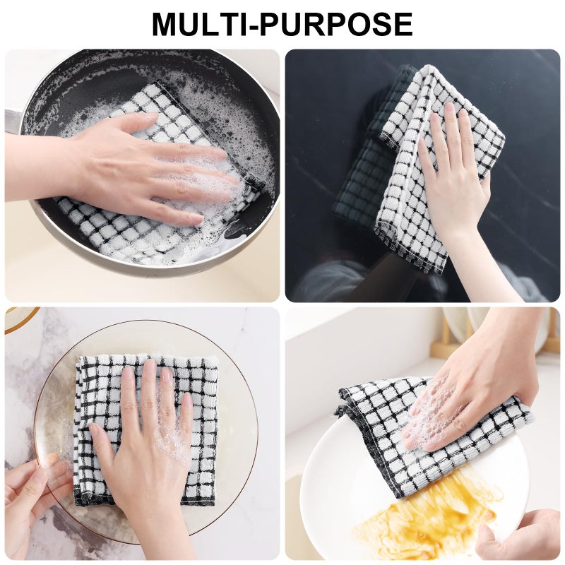 Kitinjoy Cotton 8 Pack Terry Kitchen Dish Cloths  12 X 12 Inches Super Soft And Absorbent Dish Rags  Quick Drying Dish Towels For Washing Dishes  Black - Image 4