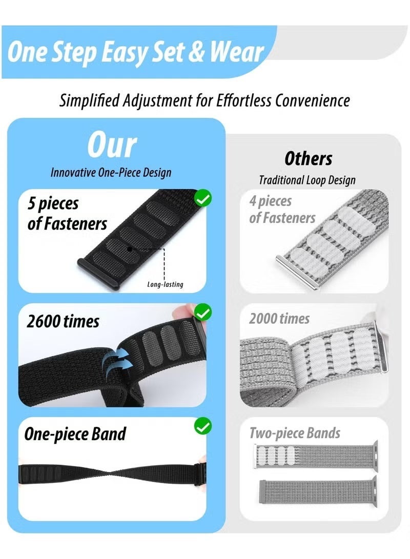 DeHuCg Nylon Loop Sport Band Compatible with Apple Watch Bands 44mm 45mm 46mm 49mm 42mm for Women Men, iWatch Wrist Straps for Ultra 3 2, Se, Series 11 10 9 8 7, Breathable, Soft Band Ideal for Outdoor - Image 4