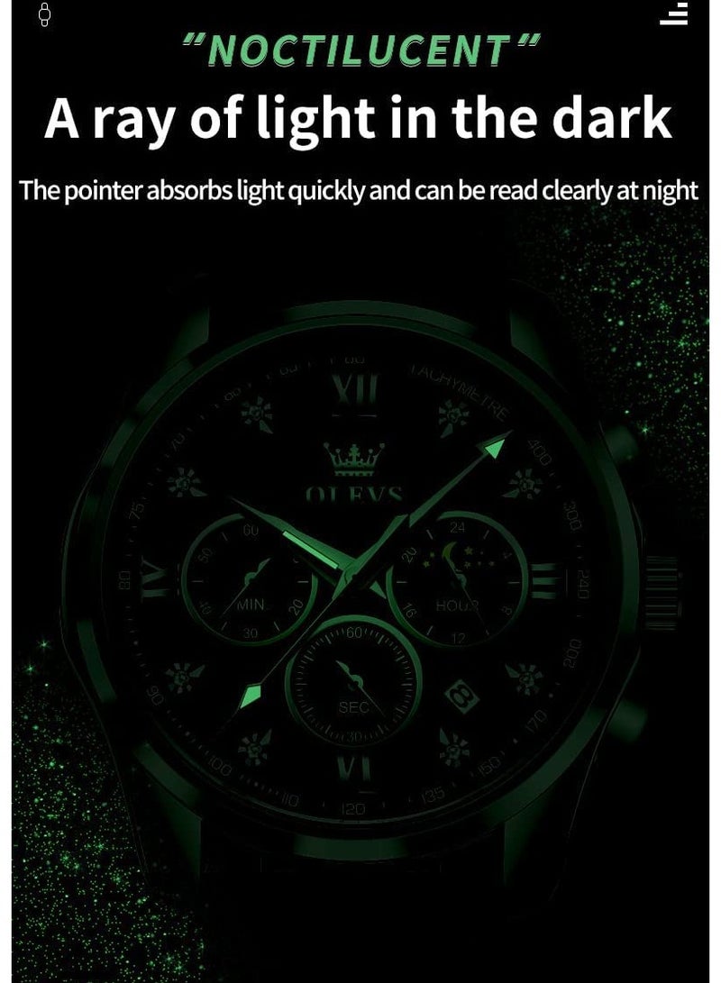 أوليفز ساعات رجالية كوارتز كرونوغراف جلد مقاومة للماء 2888 - Image 4