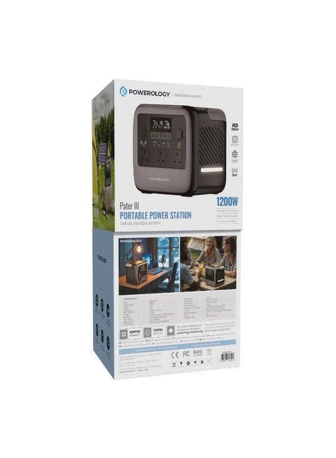 باورولوجي محطة الطاقة المحمولة باورولوجي باتر III بقدرة 1200 واط، مزودة ببطارية احتياطية (UPS) بسعة 945 واط ساعة، مع إمكانية الشحن بالطاقة الشمسية والشحن اللاسلكي. - Image 5