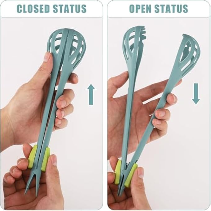 SWIUKPHE 2In1 Egg Whisk  Serrated Food Clip Plastic Egg Beaters Food Tongs Tool Multifunctional Kitchen Gadget For Cooking Baking Mixing Milk Salad Cream  Gripping BreadGreen - Image 5