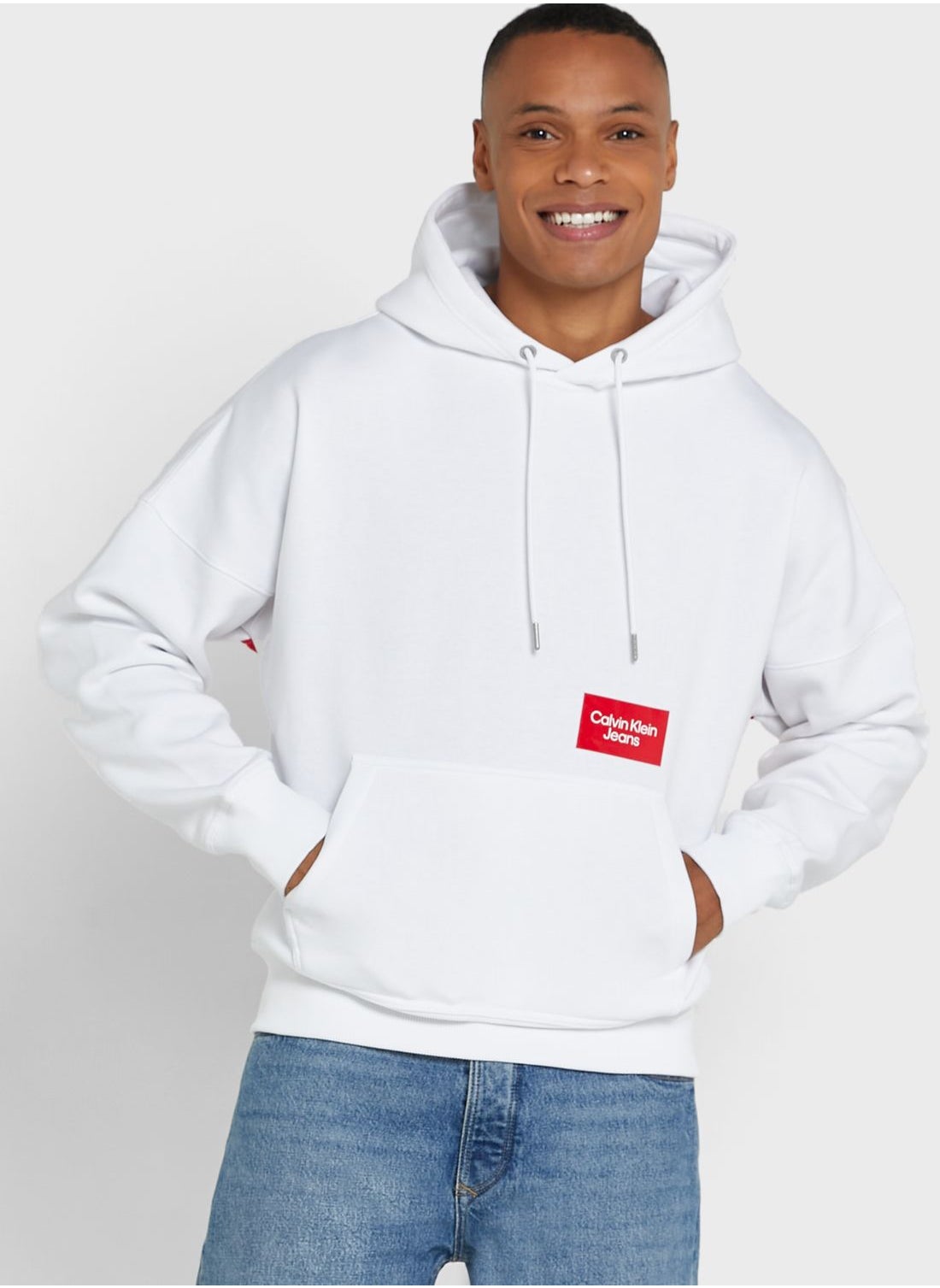 Calvin klein box hot sale logo hoodie