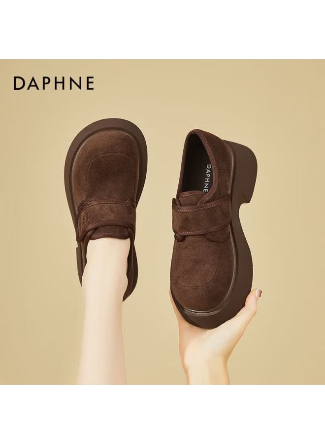 Daphne Women's Thick Sole Magic Tape Birkenstock Style Retro Height Increasing Comfortable Daily Commuting Soft Sole Shoes Brown Size 37 - Image 1