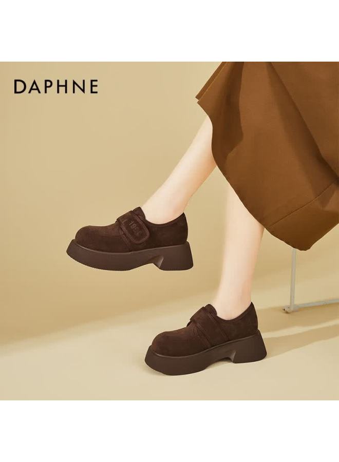 Daphne Women's Thick Sole Magic Tape Birkenstock Style Retro Height Increasing Comfortable Daily Commuting Soft Sole Shoes Brown Size 37 - Image 4