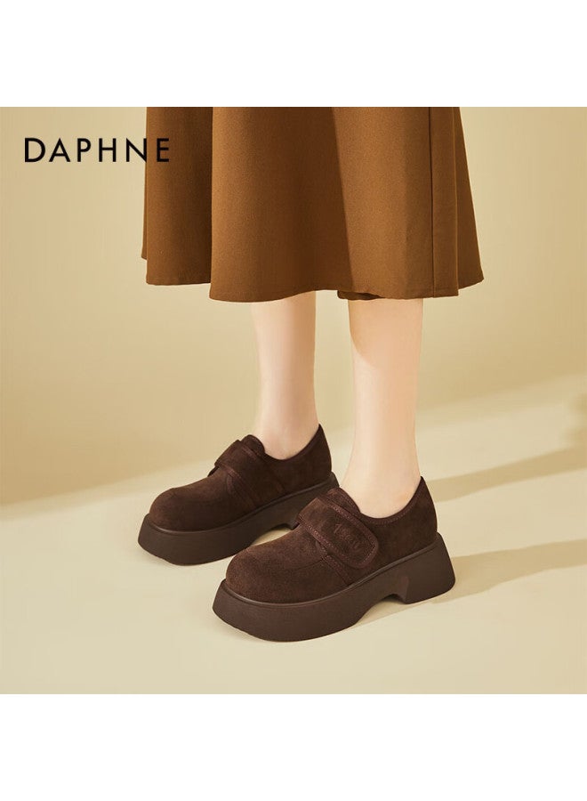 Daphne Women's Thick Sole Magic Tape Birkenstock Style Retro Height Increasing Comfortable Daily Commuting Soft Sole Shoes Brown Size 37 - Image 5