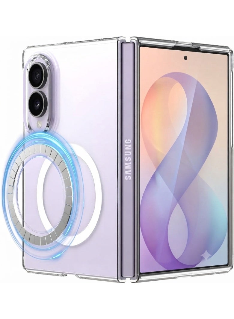 TEMPO Transparent Magnetic Case for Samsung Galaxy Z Fold 8 Cellphone, Compatible with Magsafe Wireless Charger Hard PC Clear Crystal Cover,Slim Fit, Shockproof - Image 1