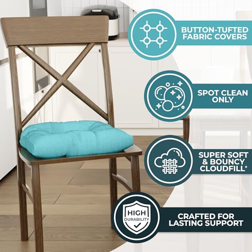Klear Vu Gripper Overstuffed Universal Non-Slip Dining Chair Cushions for Kitchen Decor or Office Use, U-Shaped Skid-Proof Seat Pad, 17x17 Inches, 2 Count (Pack of 1), Solid Teal - Image 2