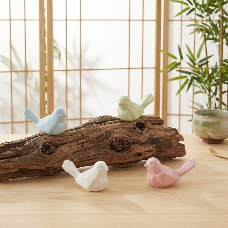 2pcs Pink Blue Ceramic Bird Ornaments Two Piece Set Geometric Style Porcelain Crafts Nordic Japanese Home Decoration Housewarming Birthday Graduation Gift - Image 5