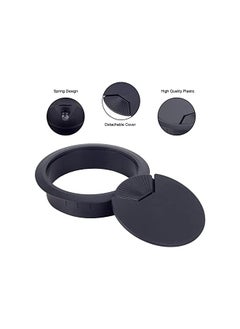 PROMASS 8 Pack 80mm Plastic Desk Cable Grommets, Black Wire Organizer Caps, Round PC Computer Port Cable Hole Cover Plug Bushings, Perfect for Hide Data Cords in Office Desk, TV Stands, Tabletops and More  - Image 4