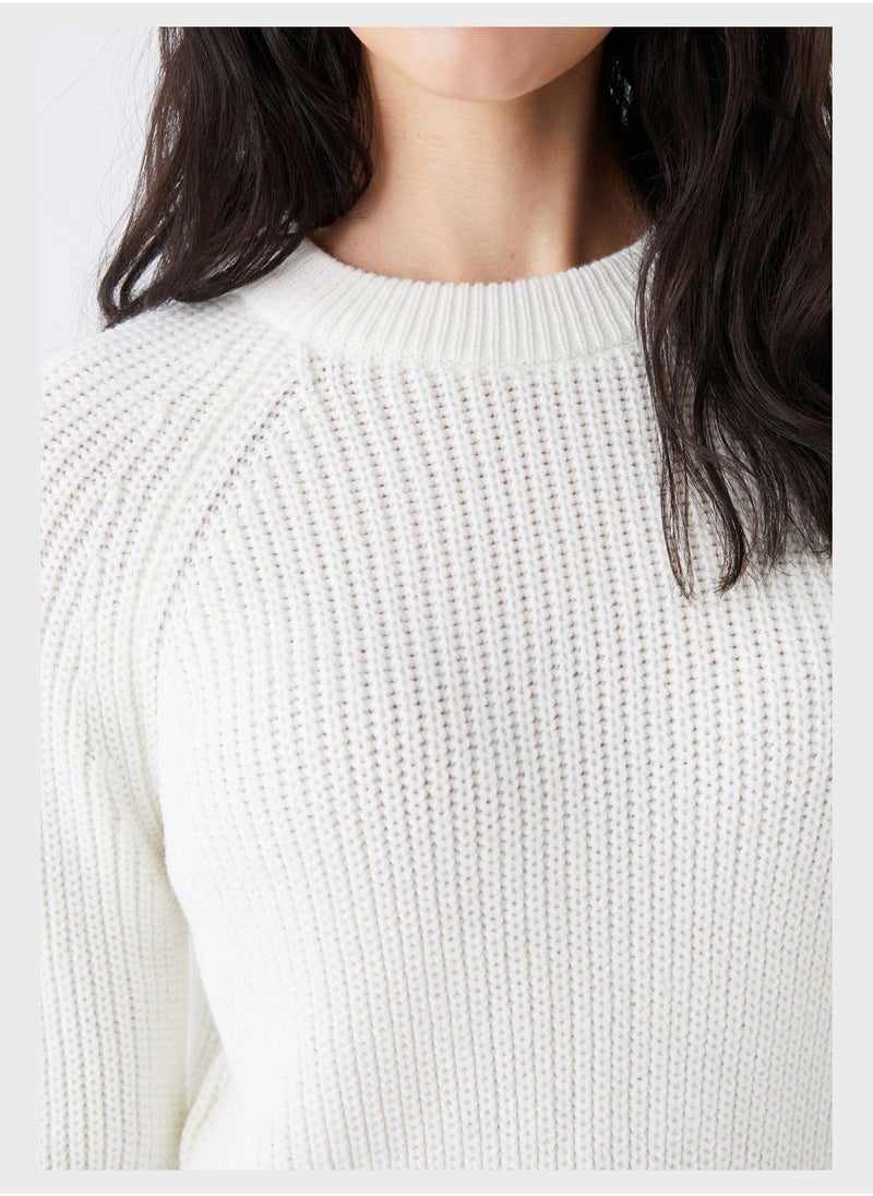 LC WAIKIKI - Ribbed Crew Neck Crop Sweatshirt - Image 1