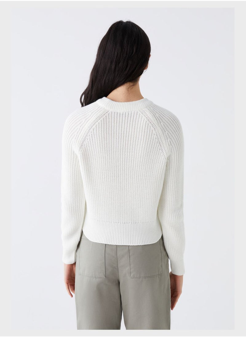 LC WAIKIKI - Ribbed Crew Neck Crop Sweatshirt - Image 1