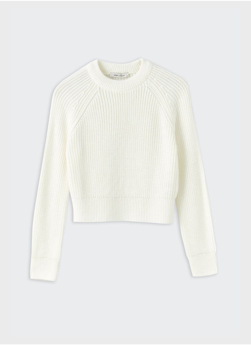 LC WAIKIKI - Ribbed Crew Neck Crop Sweatshirt - Image 1