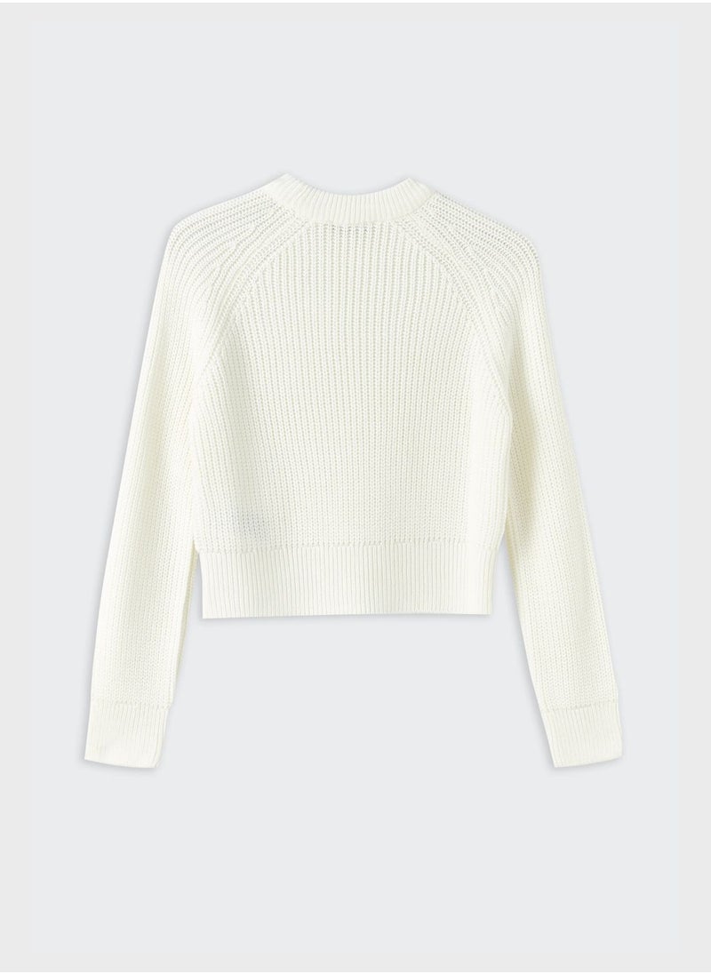 LC WAIKIKI - Ribbed Crew Neck Crop Sweatshirt - Image 1