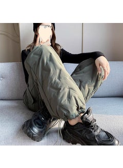 Generic Womens Autumn Winter Loose High Waist Fleece Lined Casual Cotton Trousers Coffee  - Image 3