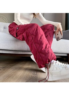 Generic Womens Autumn Winter Loose High Waist Fleece Lined Casual Cotton Trousers Coffee  - Image 2