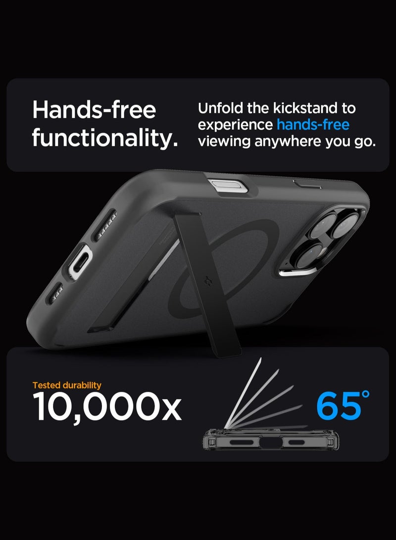 Spigen Ultra Hybrid S MagFit iPhone 16 PRO Case Cover MagSafe with Kickstand - Frost Black - Image 3