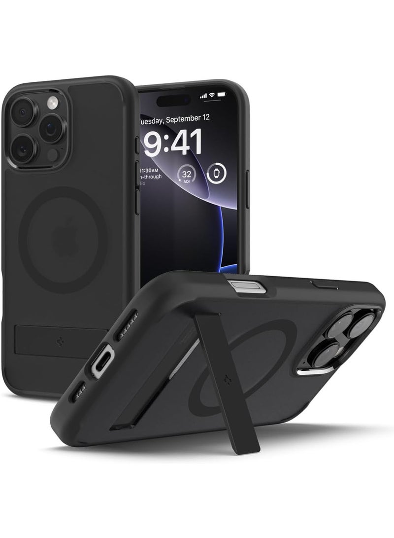 Spigen Ultra Hybrid S MagFit iPhone 16 PRO Case Cover MagSafe with Kickstand - Frost Black - Image 1