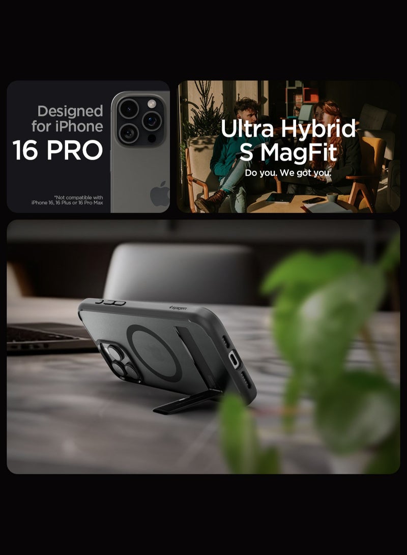 Spigen Ultra Hybrid S MagFit iPhone 16 PRO Case Cover MagSafe with Kickstand - Frost Black - Image 2