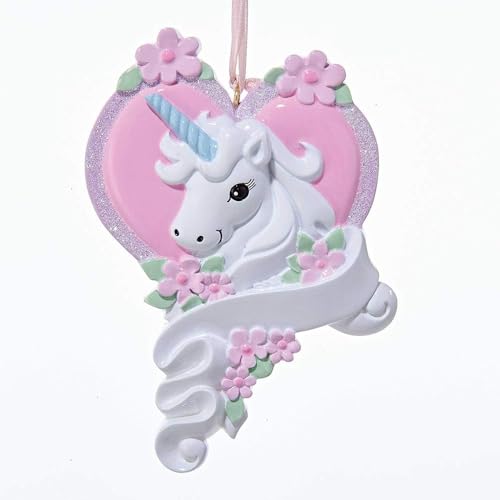 Kurt Adler Kurt S. Adler White Unicorn Horse with Pink Heart Christmas Ornament Holiday Decoration W8285, Resin - Image 1