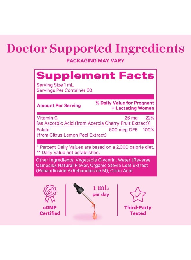 Pink Stork Liquid Folate from Lemon Peels, 60 Servings, Net Wt 2 fl oz (60 mL), Dietary Supplement - Image 4