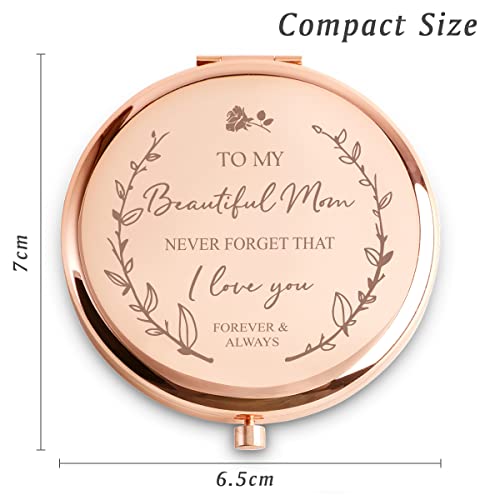 COYOAL Mom Gifts from Daughter Son, Personalized Gifts for Mom Mother, Custom Engraved Compact Mirror for Christmas Stocking Stuffers Secret Santa Birthday - Image 2