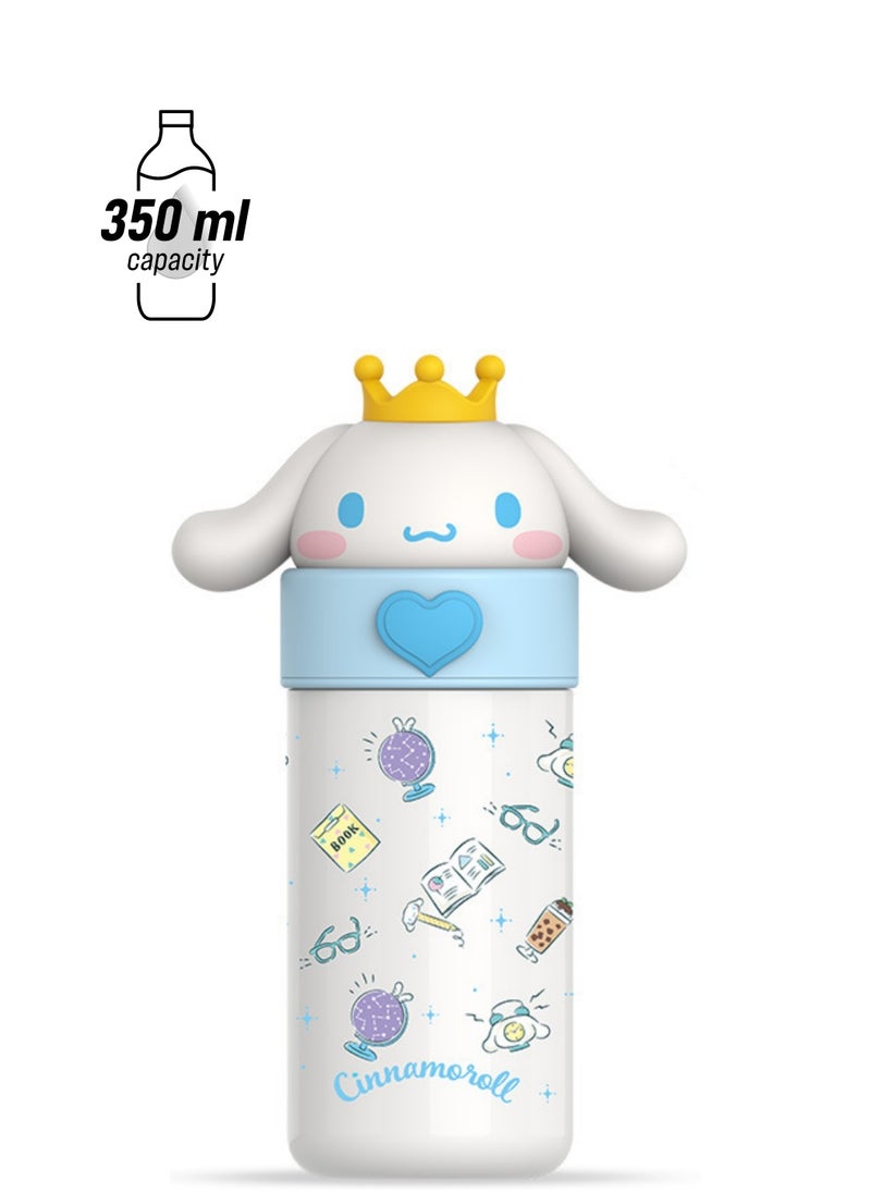 Jorunb Cute Water Bottle Cartoon Thermos Water Bottle Cute Insulated Water Bottle Stainless Steel Water Cup for Hot or Cold Drinks Adorable Travel Mug School Boys Girls 350ML/12.3oz (White)  - Image 1