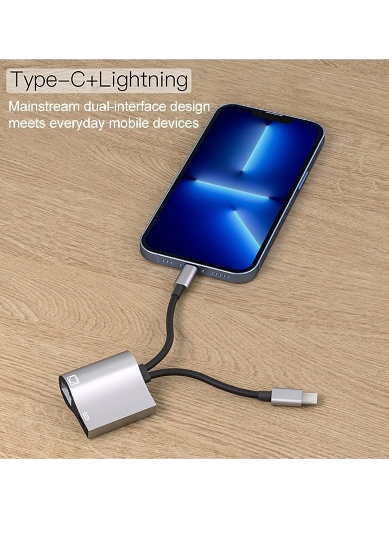 Generic NK-1054 Pro 2 in 1 8 Pin, USB-C/Type-C Male to 8 Pin Charging , Ethernet Female Adapter  - Image 5