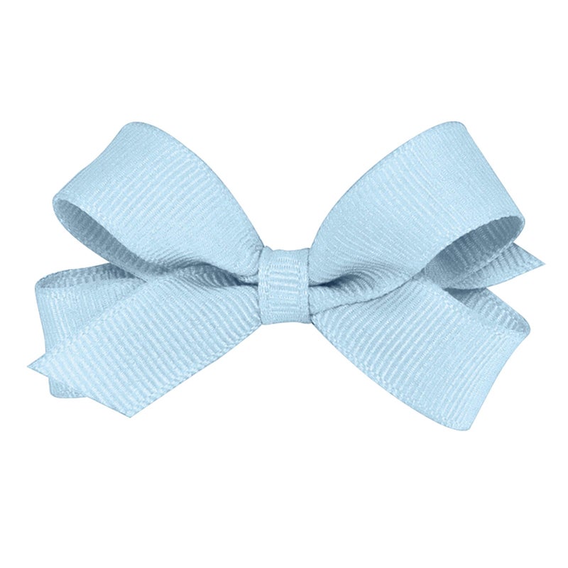 Wee Ones Girls' Plain Wrap Classic Grosgrain Hair Bows on a WeeStay No-Slip Hair Clip, Handmade, Tiny, Millennium Blue - Image 1