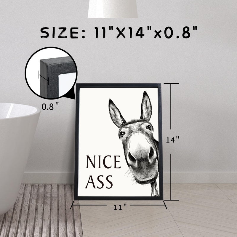 Heiple Framed Bathroom Art Bathroom Wall Decor Farmhouse Home Decor Sets Vintage Funny Wall Art Signs (Black, 11"x14") - Image 5