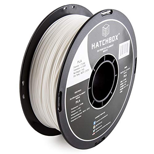 HATCHBOX 1.75mm White PLA 3D Printer Filament, 1 KG Spool, Dimensional Accuracy +/- 0.03 mm, 3D Printing Filament - Image 1