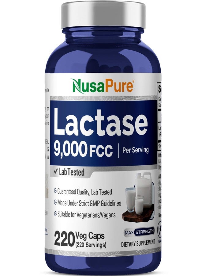 NusaPure Lactase Enzyme, Vegan, Non-GMO, 9000 FCC, 220 Veg Capsules - 220 Servings - Image 1