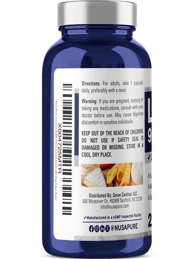 NusaPure Lactase Enzyme, Vegan, Non-GMO, 9000 FCC, 220 Veg Capsules - 220 Servings - Image 2