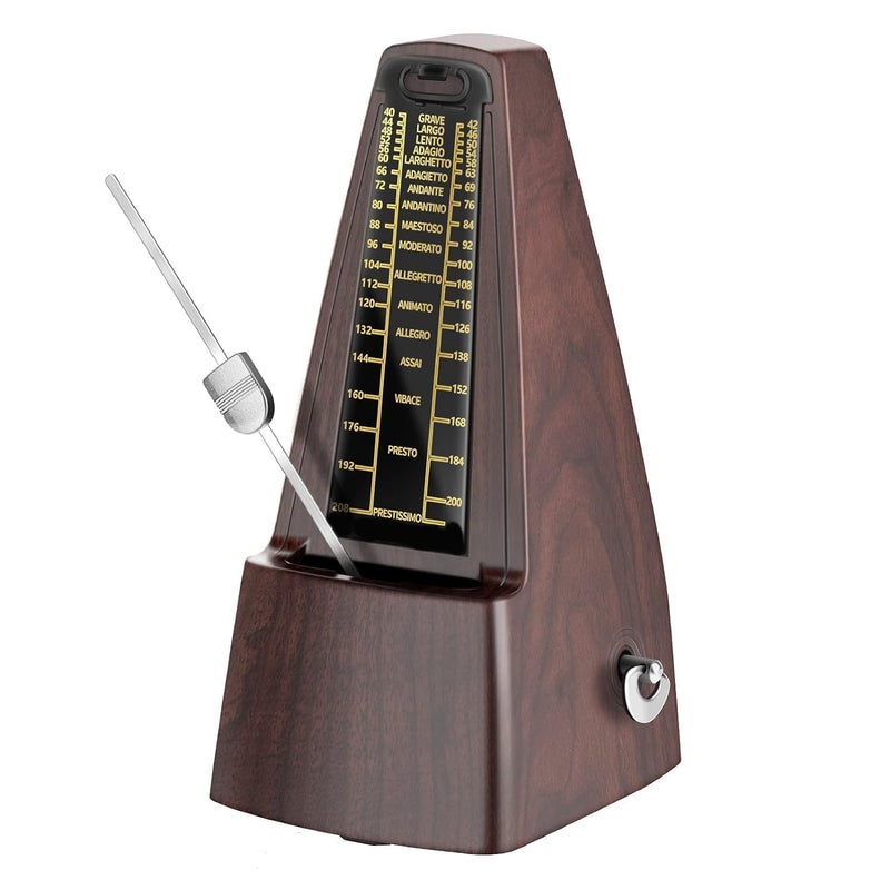 PERLMAN Square Wind up Mechanical Metronome with Accurate Timing and Tempo for Piano Guitar Bass Drum Violin and Other Musical Instruments, Ideal for Music Lovers, Beginners or Musicians (Teak) - Image 1