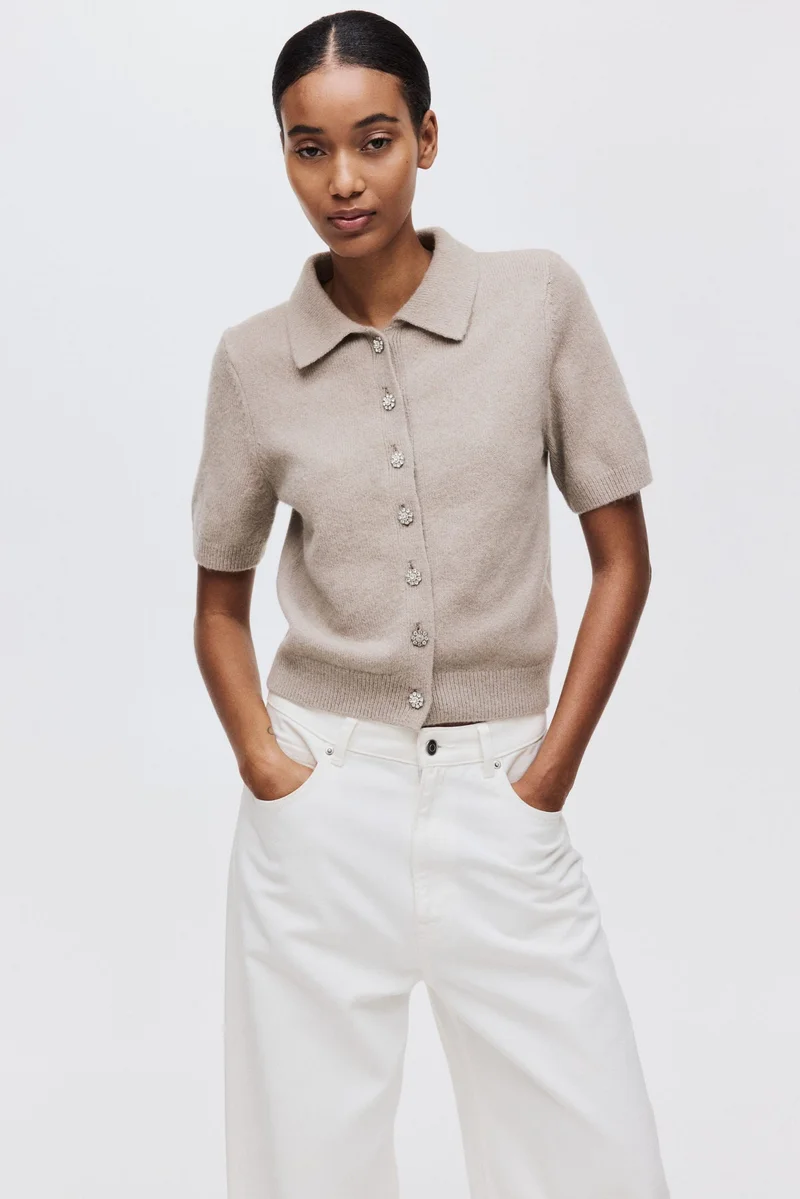 H&M Short-sleeved collared cardigan